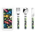 thumbnail image 1 of Saiise Pikmin Print 3 Piece Cutlery Set – Metal, Reusable Children's Knife, Fork & Spoon, Kids-Size, Made from Food-Safe Stainless Steel & ABS Plastic, 1 of 8