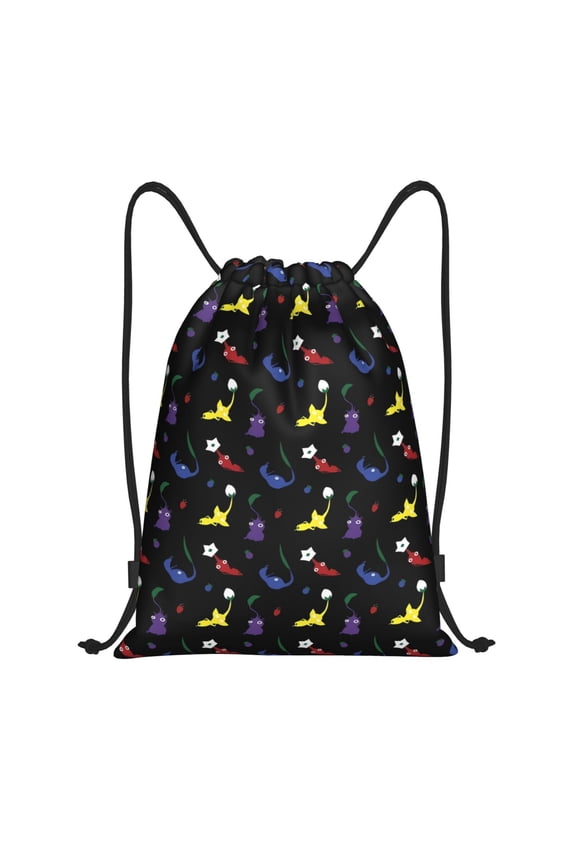 Pikmin Print Drawstring Backpack String Bag Sackpack Cinch Water Resistant for Gym Shopping Sport Yoga