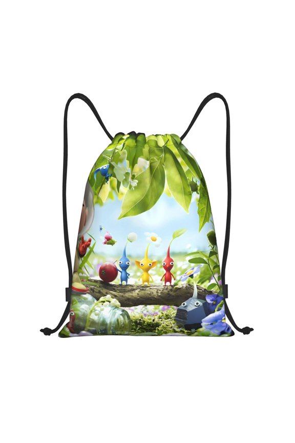 Pikmin Print Drawstring Backpack String Bag Sackpack Cinch Water Resistant for Gym Shopping Sport Yoga