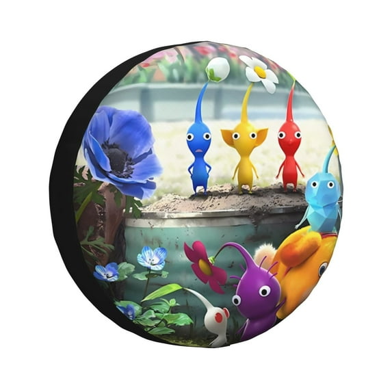 Saiise Pikmin Print Rv Spare Tire Cover Wheel Tire Cover for Travel Trailers Protectors Weatherproof Dust-Proof for Camper Trailer Truck SUV Rv Universal-15 inch