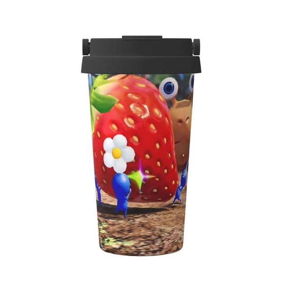 Saiise Pikmin Print Travel Coffee Mug 16oz,Insulated Coffee Mug to Go,Reusable Coffee Travel Mug with Seal Lid,Vacuum Stainless Steel Coffee Cups for Hot/Ice Coffee Tea