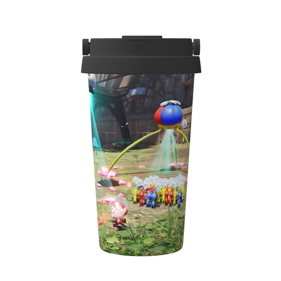 Saiise Pikmin Print Travel Coffee Mug 16oz,Insulated Coffee Mug to Go,Reusable Coffee Travel Mug with Seal Lid,Vacuum Stainless Steel Coffee Cups for Hot/Ice Coffee Tea
