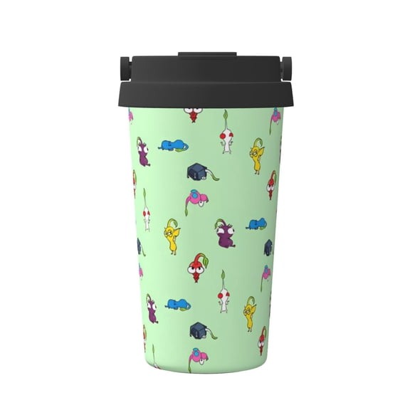 Saiise Pikmin Print Travel Coffee Mug 16oz,Insulated Coffee Mug to Go,Reusable Coffee Travel Mug with Seal Lid,Vacuum Stainless Steel Coffee Cups for Hot/Ice Coffee Tea