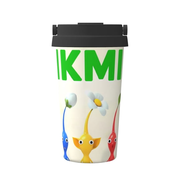 Saiise Pikmin Print Travel Coffee Mug 16oz,Insulated Coffee Mug to Go,Reusable Coffee Travel Mug with Seal Lid,Vacuum Stainless Steel Coffee Cups for Hot/Ice Coffee Tea