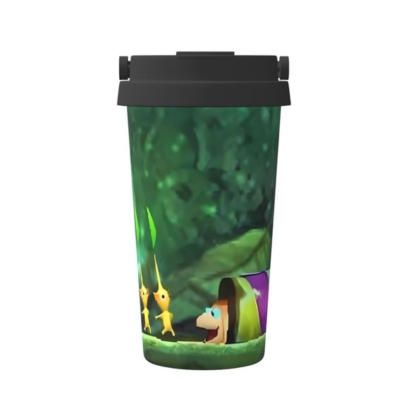 Saiise Pikmin Print Travel Coffee Mug 16oz,Insulated Coffee Mug to Go,Reusable Coffee Travel Mug with Seal Lid,Vacuum Stainless Steel Coffee Cups for Hot/Ice Coffee Tea
