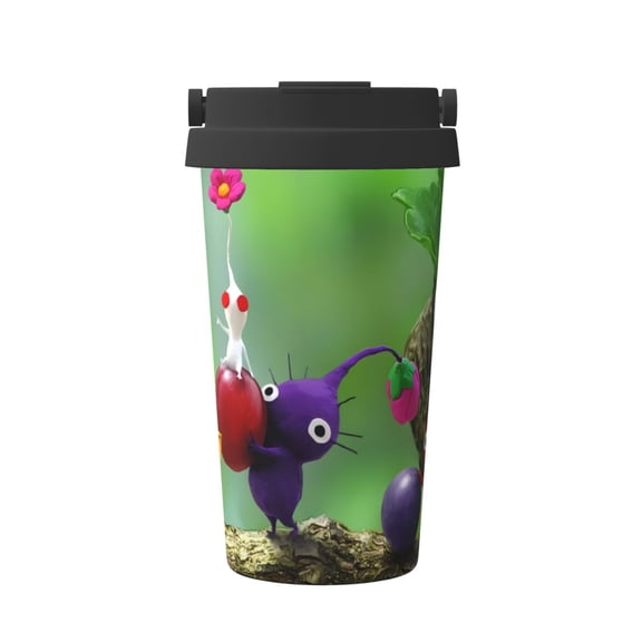 Saiise Pikmin Print Travel Coffee Mug 16oz,Insulated Coffee Mug to Go,Reusable Coffee Travel Mug with Seal Lid,Vacuum Stainless Steel Coffee Cups for Hot/Ice Coffee Tea
