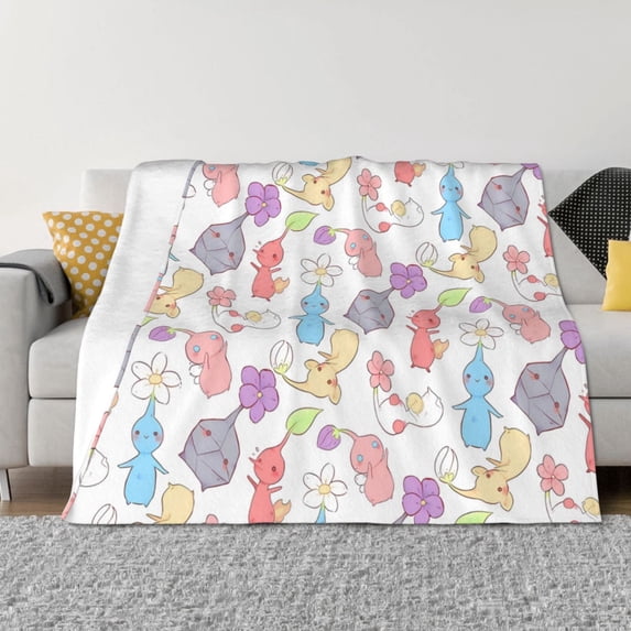 Saiise Pikmin Throw Blanket 80"x60" ,Soft Lightweight Cozy All Season Blanket for Bed,Couch,Car