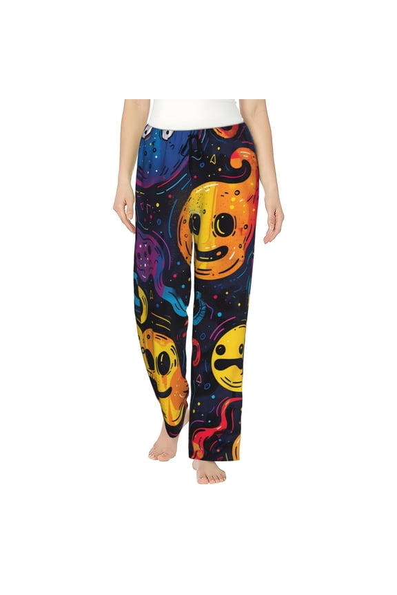 Playful Ghosts Night Sky Womens Pajama Pants Stretch Comfy Lounge Pants Drawstring Sleep Bottoms with Pockets-
