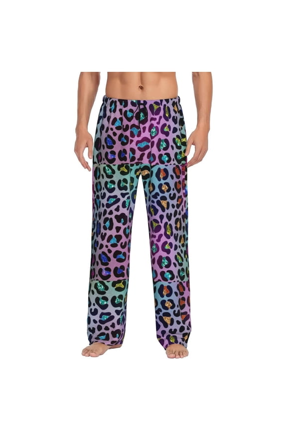 Rainbow Animal Skin Print Mens Pajama Pants for Men,Mens Lounge Pants,Funny Gifts for Men,Men's Pajama Bottoms-Medium
