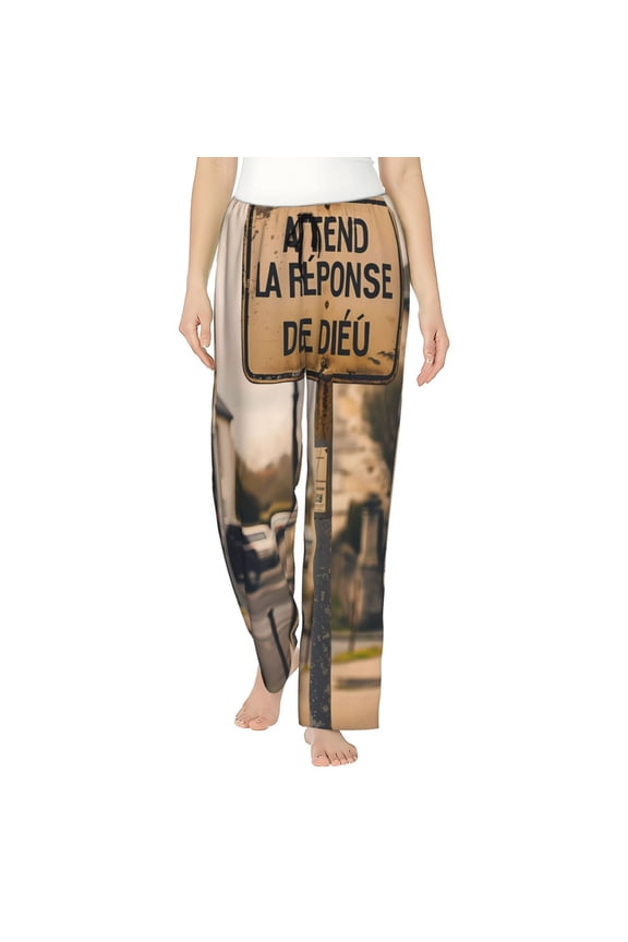 Rustic French Signpost Womens Pajama Pants Stretch Comfy Lounge Pants Drawstring Sleep Bottoms with Pockets-X-Large