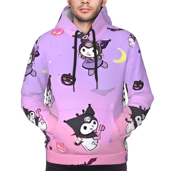 Saiise Sanrio Ab Men's Graphic Print Long Sleeve Drawstring Hoodie Pullover Sweatshirt-XX-Large