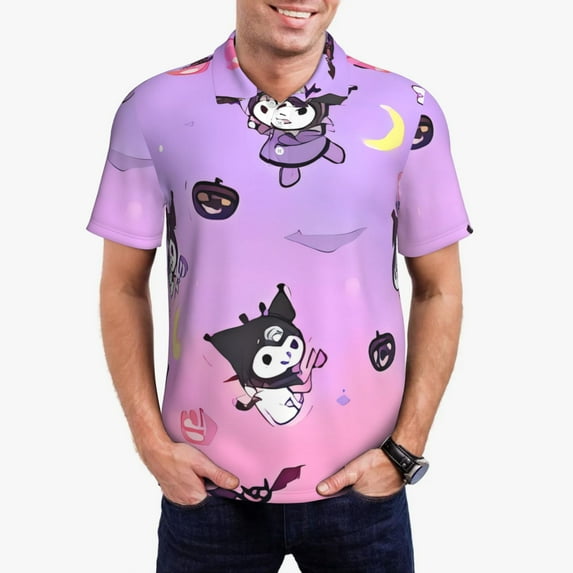 Saiise Sanrio Ab Mens Golf Shirt Moisture Wicking Dry Fit Mens Polo Shirts Dry Fit Performance Men's Golf Shirts Regular Fit Fashion Print
