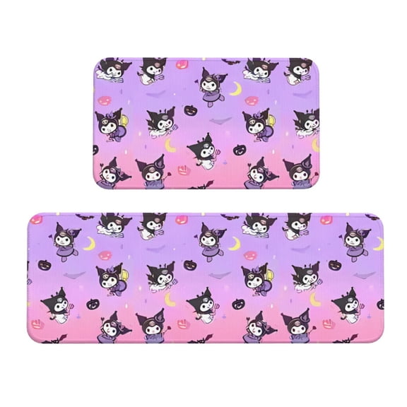 Saiise Sanrio Ab Print 2 Pcs Kitchen Rugs and Mats,Non-Slip Waterproof Kitchen Rug Set for Kitchen,Office,Sink 17"x47.2"+17"x29.5"