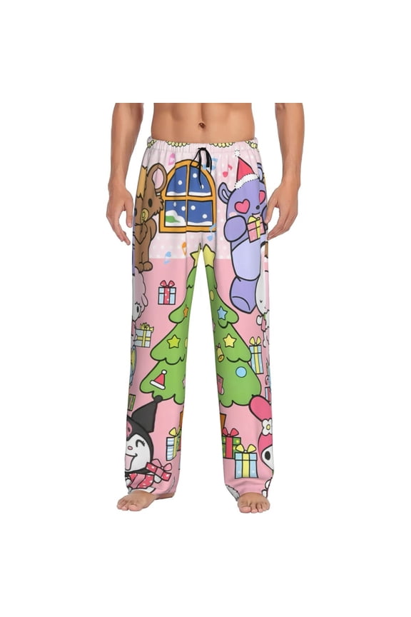 Sanrio Aw Print Mens Pama Pants for Men,Mens Lounge Pants,Funny Gifts for Men,Men's Pama Bottoms