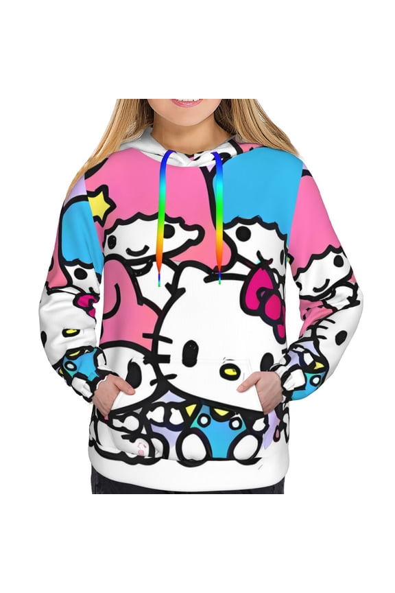 Sanrio Bj Women's Hoodies Long Sleeve Sweatshirts Drawstring Pullover Tops with Pocket Casual Loose-XX-Large