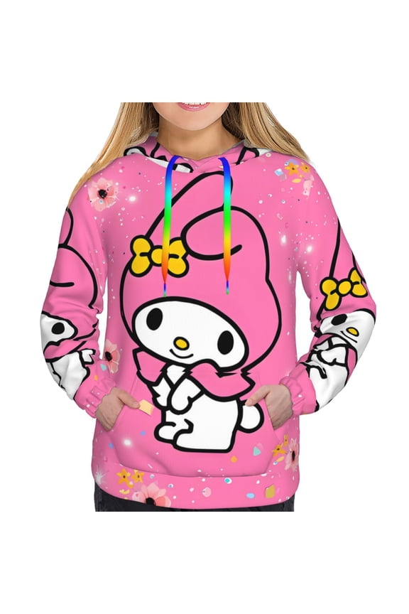 Sanrio Bo Women's Hoodies Long Sleeve Sweatshirts Drawstring Pullover Tops with Pocket Casual Loose-