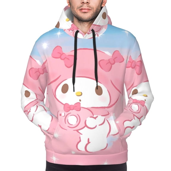 Saiise Sanrio Bp Men's Graphic Print Long Sleeve Drawstring Hoodie Pullover Sweatshirt-X-Large