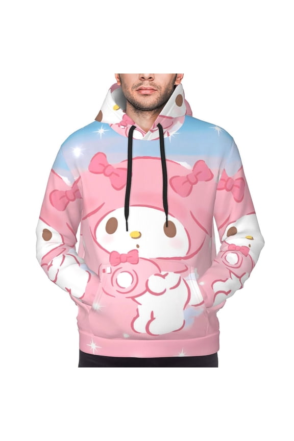 Sanrio Bp Men's Graphic Print Long Sleeve Drawstring Hoodie Pullover Sweatshirt-X-Large