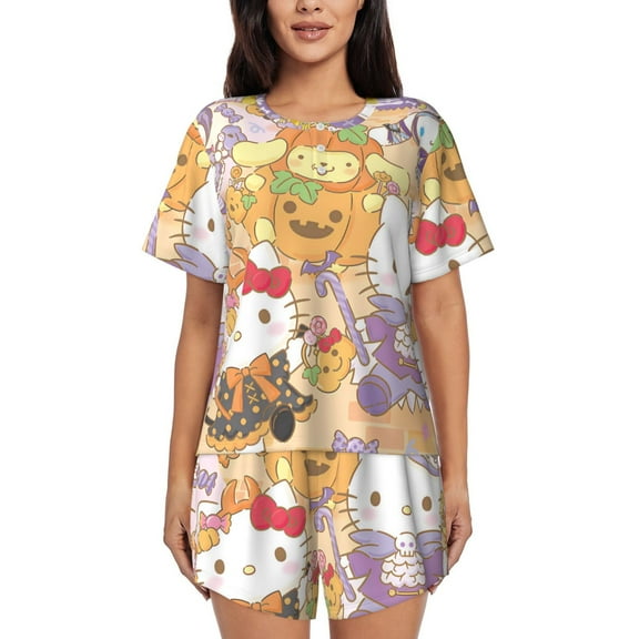 Saiise Sanrio Bt Pajamas Sets for Women Soft Short-Sleeved Pjs with Lounge Shorts Two Piece Sleepwear S-4XL