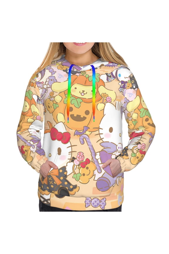 Sanrio Bt Women's Hoodies Long Sleeve Sweatshirts Drawstring Pullover Tops with Pocket Casual Loose-Medium