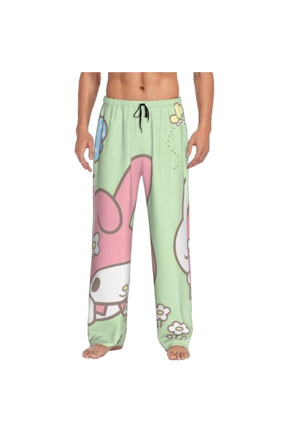 Sanrio Bu Print Mens Pama Pants for Men,Mens Lounge Pants,Funny Gifts for Men,Men's Pama Bottoms
