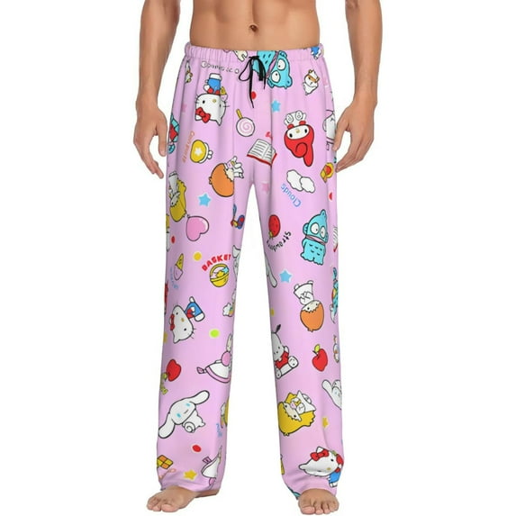 Saiise Sanrio Bw Print Mens Pama Pants for Men,Mens Lounge Pants,Funny Gifts for Men,Men's Pama Bottoms