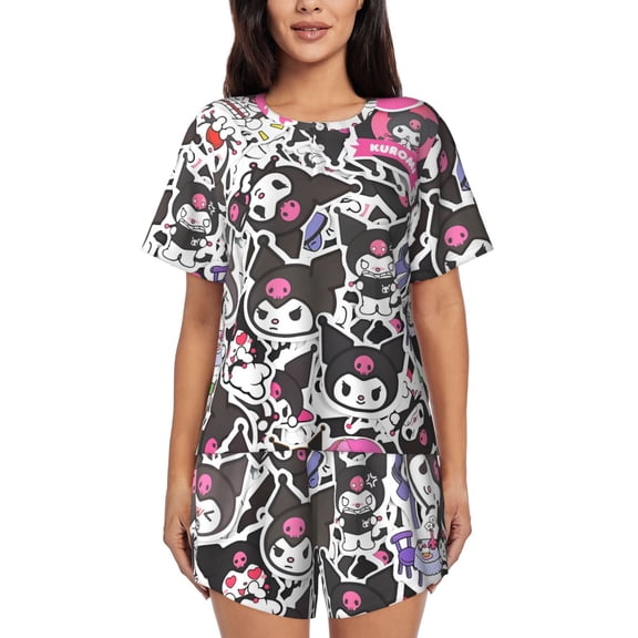 Saiise Sanrio Cc Pajamas Sets for Women Soft Short-Sleeved Pjs with Lounge Shorts Two Piece Sleepwear S-4XL