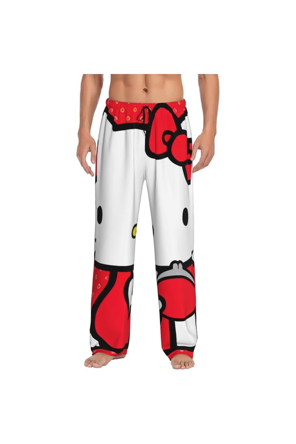 Sanrio Cr Print Mens Pama Pants for Men,Mens Lounge Pants,Funny Gifts for Men,Men's Pama Bottoms