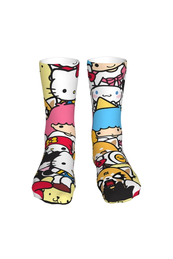 Sanrio Funny Socks Men Women Adults Novelty Graphic Crew Tube Socks Crazy Design Casual Dress Socks for Sports,Running,Travel