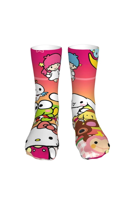 Sanrio Funny Socks Men Women Adults Novelty Graphic Crew Tube Socks Crazy Design Casual Dress Socks for Sports,Running,Travel