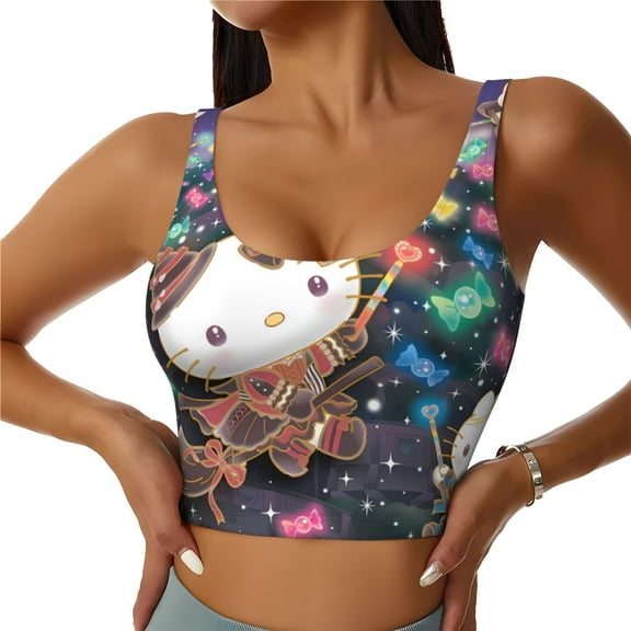 Saiise Sanrio Print Crop Tops Sports Bra For Women Workout Cropped Tank Top Yoga Shirts Athletic Undershirts -XX-Large