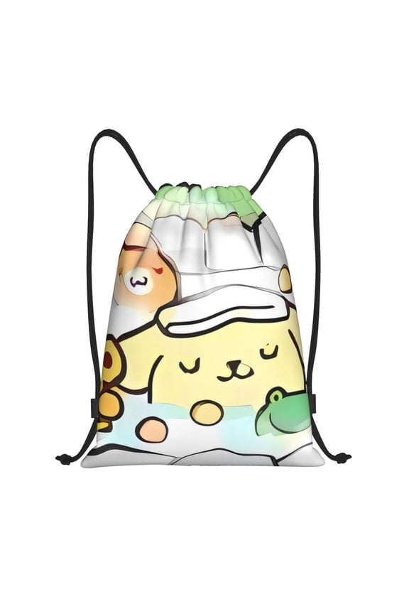 Sanrio Print Drawstring Backpack String Bag Sackpack Cinch Water Resistant for Gym Shopping Sport Yoga