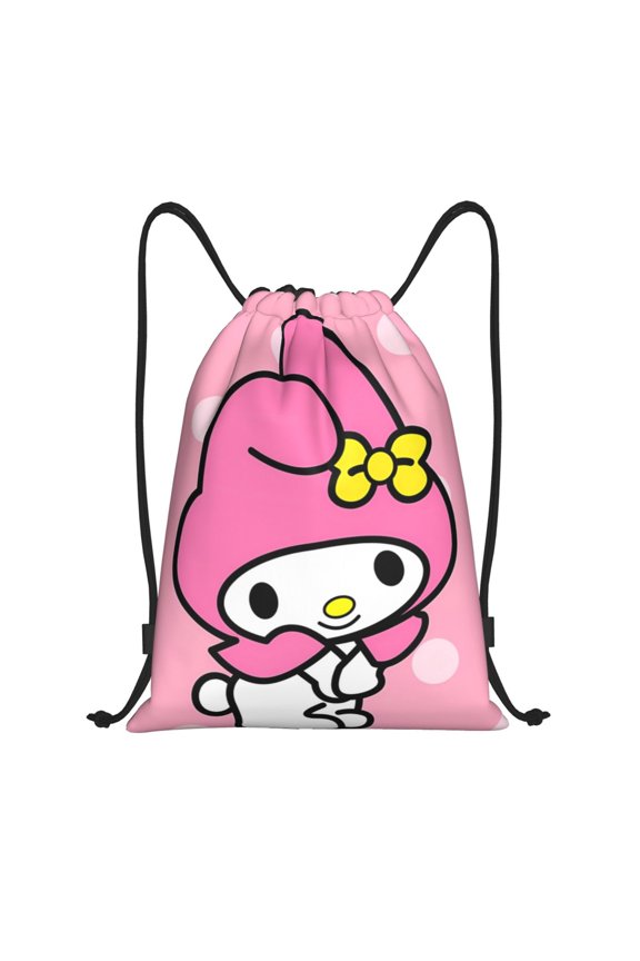 Sanrio Print Drawstring Backpack String Bag Sackpack Cinch Water Resistant for Gym Shopping Sport Yoga
