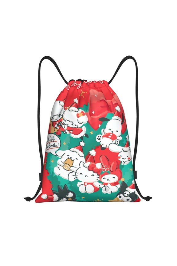 Sanrio Print Drawstring Backpack String Bag Sackpack Cinch Water Resistant for Gym Shopping Sport Yoga