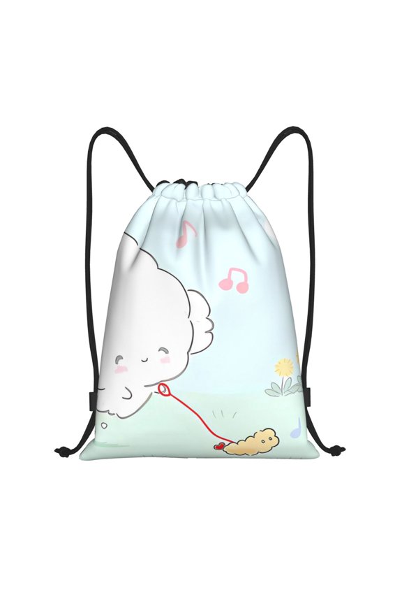 Sanrio Print Drawstring Backpack String Bag Sackpack Cinch Water Resistant for Gym Shopping Sport Yoga
