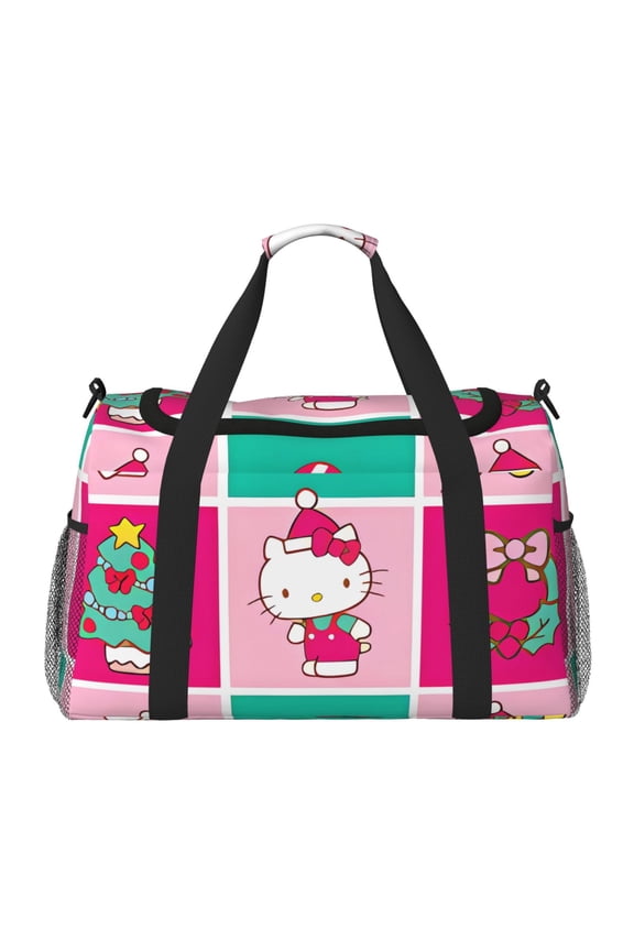 Sanrio Print Travel Duffel Bag,Weekender Bags for Women Men with Shoe Compartment,Carry on Overnight Bag with Toiletry Bag