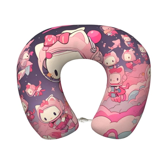 Saiise Sanrio Print Travel Pillow,Memory Foam U Shaped Neck Pillow,Portable Headrest Great for Airplane Chair, Car,Home,Office,Sleeping Rest Cushion