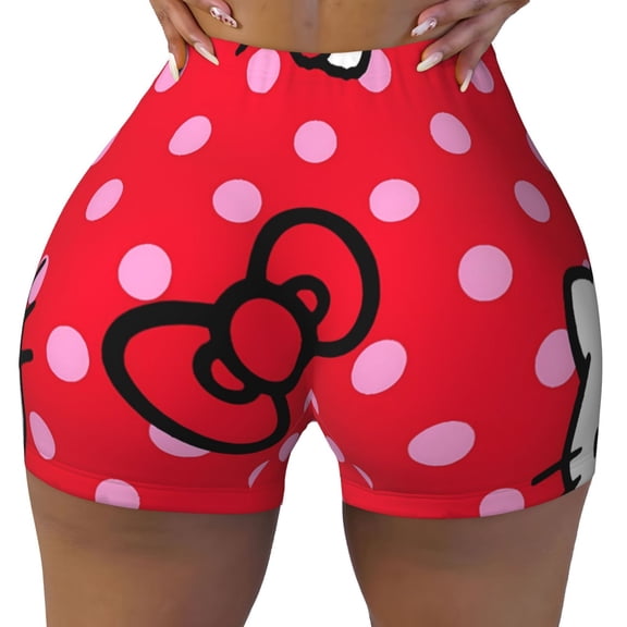 Saiise Sanrio Print Workout Shorts for Women Gym Yoga Running Sport Active Exercise Fitness Shorts-Small