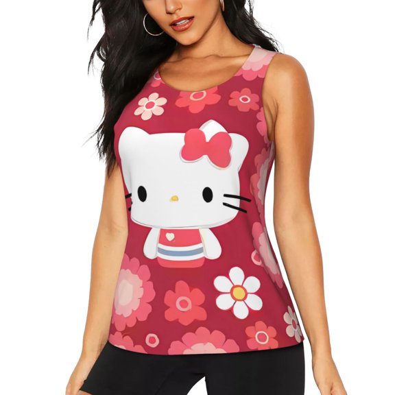 Saiise Sanrio Print Workout Tank Tops for Women Athletic Tanks Fast Dry Sleeveless Running Shirts