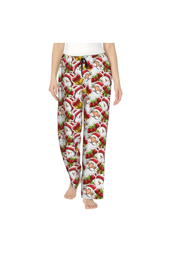 Santa Claus bells Womens Pajama Pants Stretch Comfy Lounge Pants Drawstring Sleep Bottoms with Pockets-