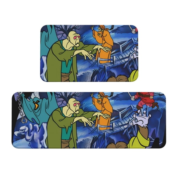 Saiise Scooby-Doo Ad Print 2 Pcs Kitchen Rugs and Mats,Non-Slip Waterproof Kitchen Rug Set for Kitchen,Office,Sink 17"x47.2"+17"x29.5"