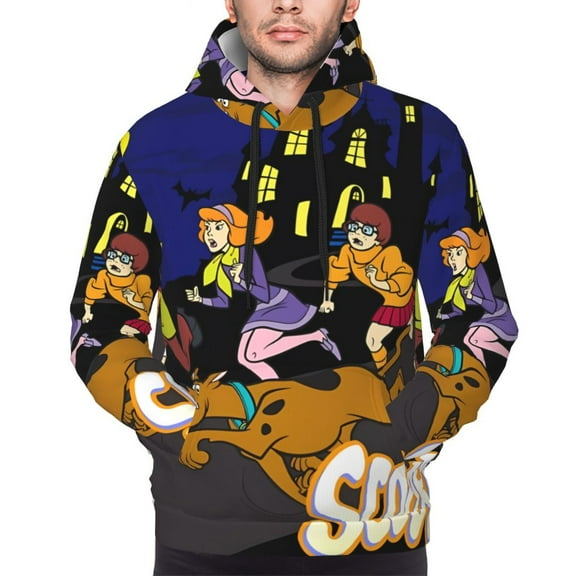 Saiise Scooby-Doo Ae Men's Graphic Print Long Sleeve Drawstring Hoodie Pullover Sweatshirt-Small