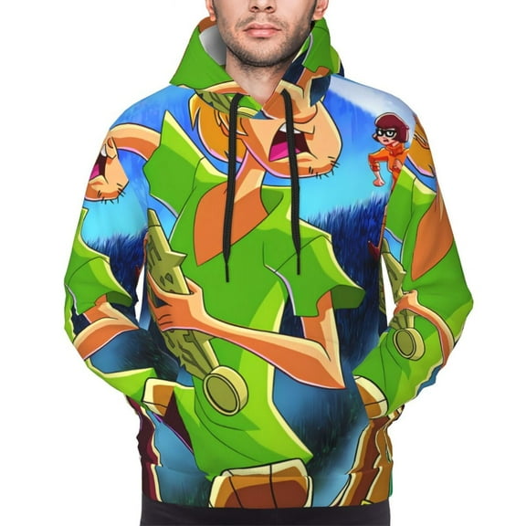 Saiise Scooby-Doo Av Men's Graphic Print Long Sleeve Drawstring Hoodie Pullover Sweatshirt-X-Large