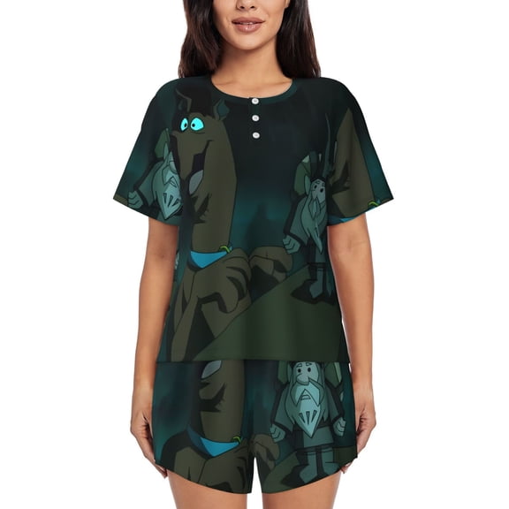 Saiise Scooby-Doo Bd Pajamas Sets for Women Soft Short-Sleeved Pjs with Lounge Shorts Two Piece Sleepwear S-4XL