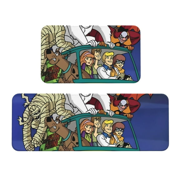 Saiise Scooby-Doo Bi Print 2 Pcs Kitchen Rugs and Mats,Non-Slip Waterproof Kitchen Rug Set for Kitchen,Office,Sink 17"x47.2"+17"x29.5"