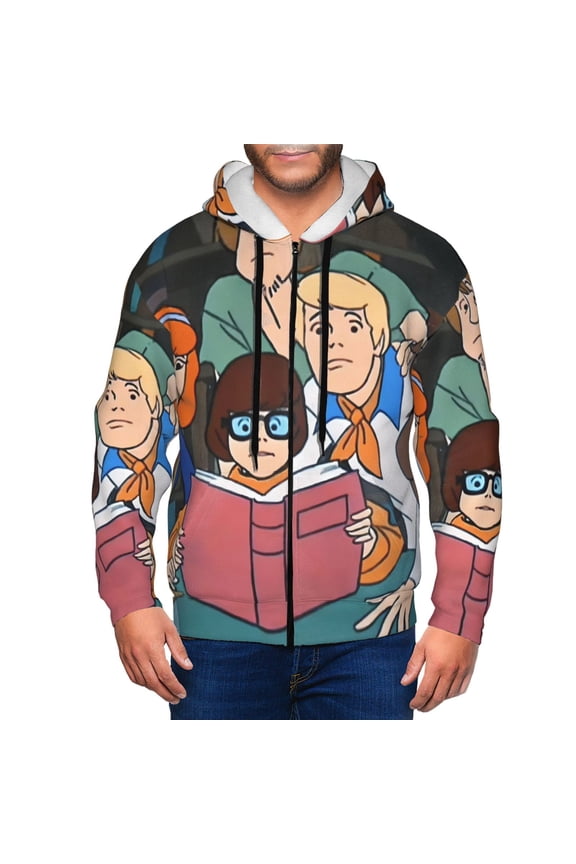 Scooby-Doo Bj Mens Zip Up Hoodie Long Sleeve Full-zip Hooded Sweatshirt Pullover With Kangaroo Pocket S-3XL
