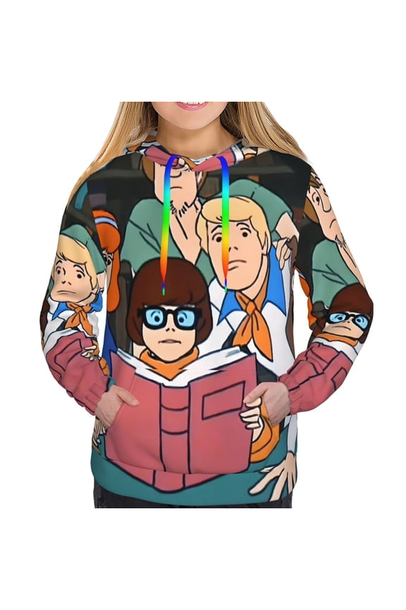 Scooby-Doo Bj Women's Hoodies Long Sleeve Sweatshirts Drawstring Pullover Tops with Pocket Casual Loose-X-Large