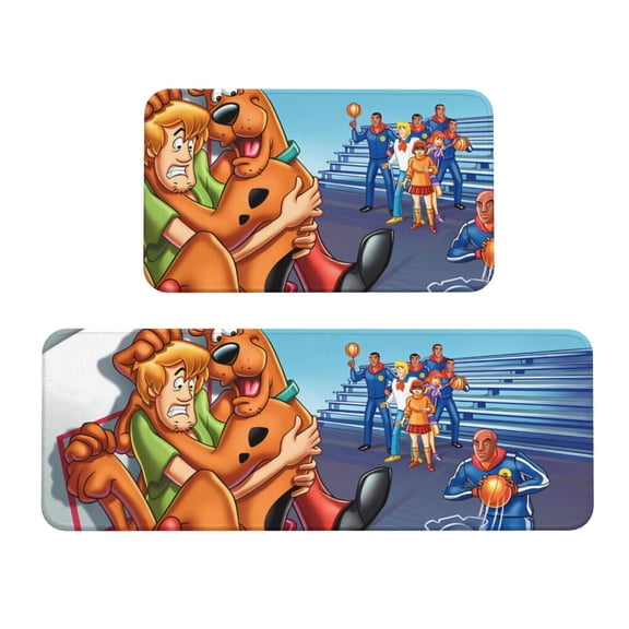 Saiise Scooby-Doo Bq Print 2 Pcs Kitchen Rugs and Mats,Non-Slip Waterproof Kitchen Rug Set for Kitchen,Office,Sink 17"x47.2"+17"x29.5"