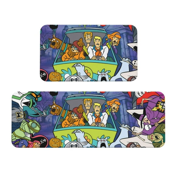 Saiise Scooby-Doo Bs Print 2 Pcs Kitchen Rugs and Mats,Non-Slip Waterproof Kitchen Rug Set for Kitchen,Office,Sink 17"x47.2"+17"x29.5"