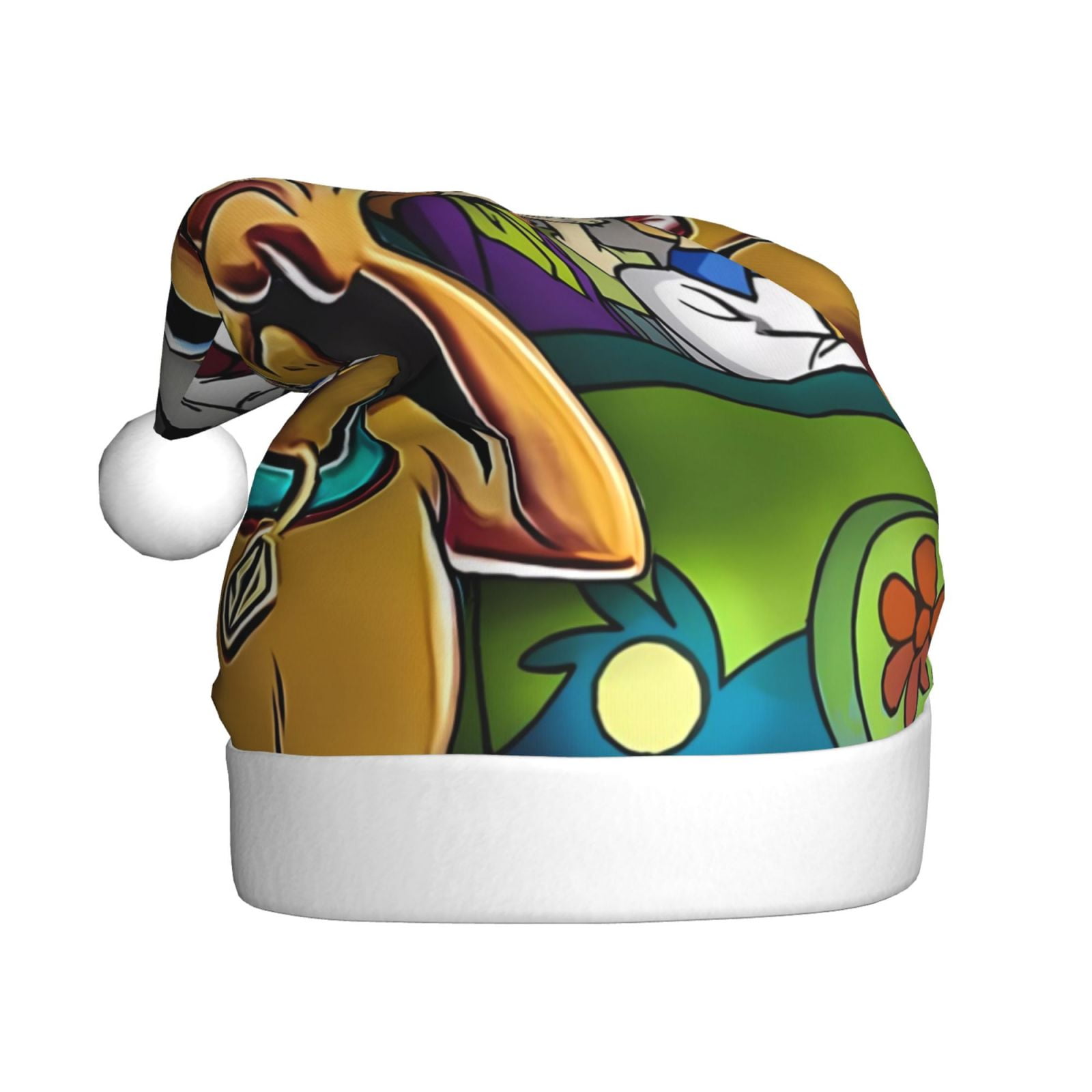 Saiise Scooby-Doo Cf Christmas Hat,Santa Hat,Xmas Holiday Hat for Adults,Unisex Velvet Classic Santa Hat for Xmas New Year Party Headwear